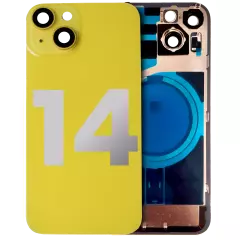 Back Glass With Steel Plate With MagSafe Magnet Pre-Installed Compatible For iPhone 14 (Used OEM Pull: Grade A) (Yellow)