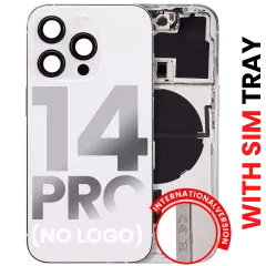 Back Housing W/ Small Pre-Installed Compatible For iPhone 14 Pro (International Version) (No Logo) (Aftermarket Plus) (Silver)