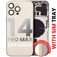 Back Housing W/ Small Pre-Installed Compatible For iPhone 14 Pro (International Version) (No Logo) (Aftermarket Plus) (Gold)