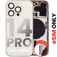 Back Housing W/ Small Pre-Installed Compatible For iPhone 14 Pro (US Version) (No Logo) (Aftermarket Plus) (Gold)