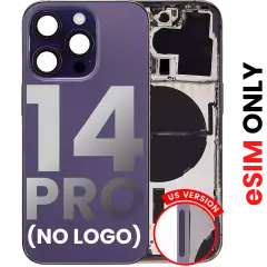 Back Housing W/ Small Pre-Installed Compatible For iPhone 14 Pro (US Version) (No Logo) (Aftermarket Plus) (Deep Purple)