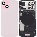Back Glass With Steel Plate With Wireless NFC Charging MagSafe Magnet & Flashlight Flex Compatible For iPhone 15 (No Logo) (Pink)