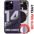 Back Housing W/ Small Pre-Installed Compatible For iPhone 14 Pro (International Version) (No Logo) (Aftermarket Plus) (Deep Purple)
